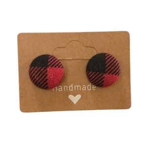 Buffalo Plaid Button Earrings